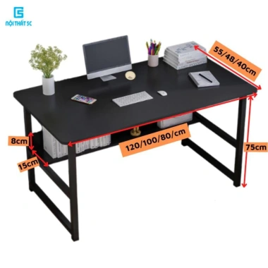 Bàn làm việc và học 5C T-Table giá sách 1,2m x 55cm, khung sắt 25x25mm sơn tĩnh điện, mặt gỗ dày - giảm còn 599.000đ 6