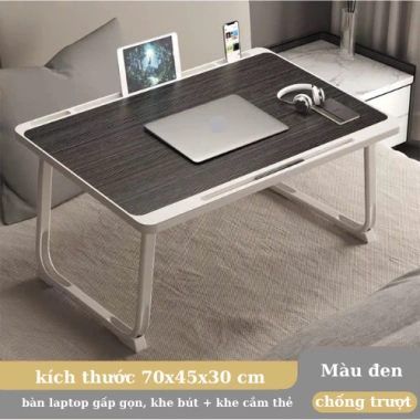 Bàn laptop gấp gọn 60x40 cm có khe bút và khe cắm thẻ - Bàn làm việc giường thông minh 7