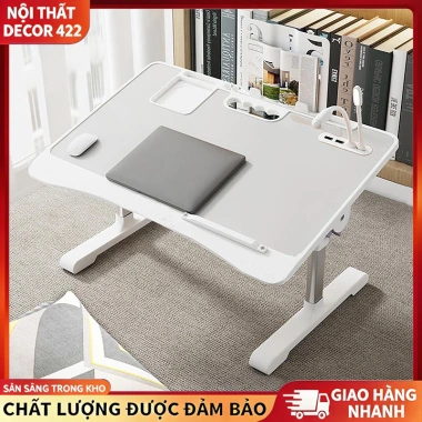 Bàn Laptop khe USB, khay chống trượt, gập gọn nâng hạ, học sinh ngồi giường - 119.000₫