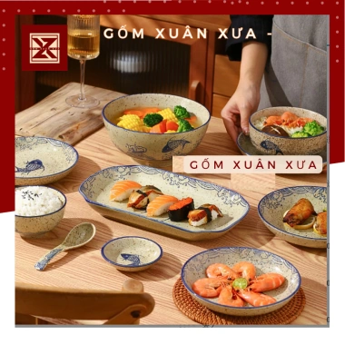 Bán Lẻ Bộ Bát Đĩa Gốm Xuân Xưa Men Tiêu - Bát Ăn Cơm, Chén Sứ, Giá Chỉ 42.000đ