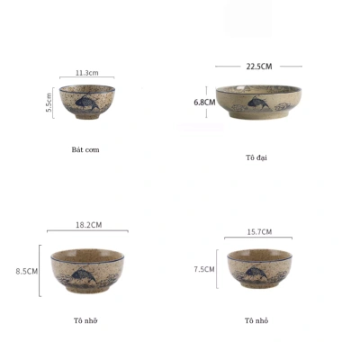 Bán Lẻ Bộ Bát Đĩa Gốm Xuân Xưa Men Tiêu - Bát Ăn Cơm, Chén Sứ, Giá Chỉ 42.000đ