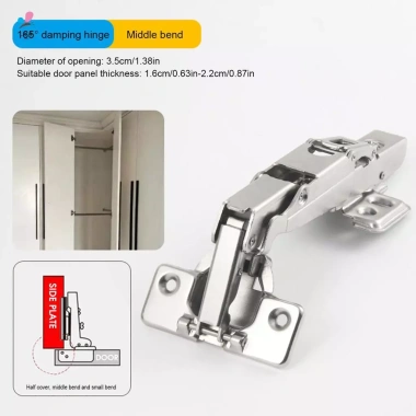 Bản lề tủ 165/180° bộ đệm thủy lực giảm chấn im lặng, điều chỉnh cho tủ bếp, tủ quần áo cửa 3D 3