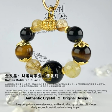 Bản Mệnh Phật 2.026 Hộ Thân - Móc Khóa Obsidian Hắc Diệu, Thạch Anh Tóc Vàng, Khai Vận May Mắn - Giá Ưu Đãi 699.999đ 5