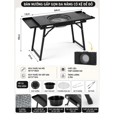 Bàn nướng đa chức năng cắm trại, du lịch gia đình – Thiết kế ngoài trời tiện lợi, giá tốt