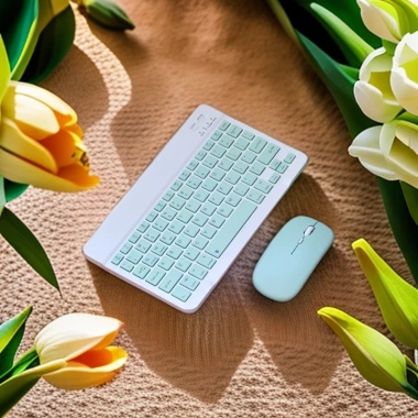 Bàn phím Bluetooth 5.0 10 inch, chuột không dây, phạm vi 10m, bộ đôi tiện lợi 7
