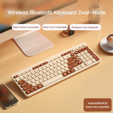 Bàn phím Bluetooth 5.0 không dây 106 phím, im lặng, đa thiết bị, pad số – 545k
