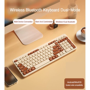 Bàn phím Bluetooth 5.0 không dây 106 phím, im lặng, đa thiết bị, pad số – 545k