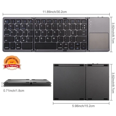 Bàn Phím Bluetooth + Bàn Di Chuột Gấp Gọn AB033 – Laptop Tablet, Giá 520.000₫