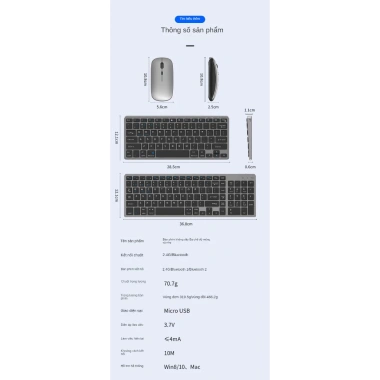 Bàn Phím Bluetooth & Chuột Không Dây Nhỏ Gọn - Kết Nối Dễ Dàng, Thiết Kế Tinh Tế, Giá Ưu Đãi 339k 4