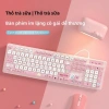 Bàn phím Bluetooth có dây cho tablet, PC, laptop - thiết kế thỏ trà sữa nữ tính 2