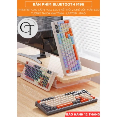 Bàn phím Bluetooth Free Wolf M96 không dây, LED 2 mode, núm xoay, chỉ 559.000₫