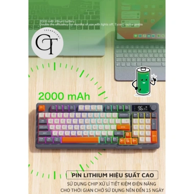 Bàn phím Bluetooth Free Wolf M96 không dây, LED 2 mode, núm xoay, chỉ 559.000₫