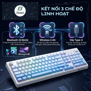 Bàn phím Bluetooth FreeWolf K100 + Chuột X7 fullsize, gõ êm giảm ồn, chỉ 619.000₫ 3