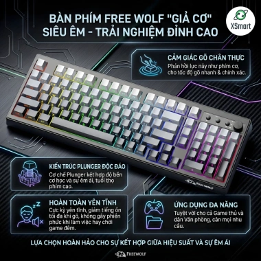 Bàn phím Bluetooth FreeWolf K100 + Chuột X7 fullsize, gõ êm giảm ồn, chỉ 619.000₫ 5