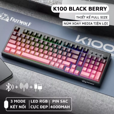 Bàn phím Bluetooth FreeWolf K100 + Chuột X7 fullsize, gõ êm giảm ồn, chỉ 619.000₫ 10