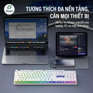 Bàn Phím Bluetooth FreeWolf M104 4.000mAh 3 Chế Độ Kết Nối LED RGB - Gõ Êm Giá Ưu Đãi 569k