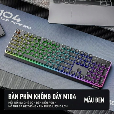 Bàn Phím Bluetooth FreeWolf M104 4.000mAh 3 Chế Độ Kết Nối LED RGB - Gõ Êm Giá Ưu Đãi 569k