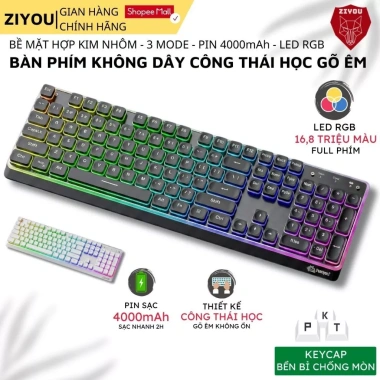 Bàn phím Bluetooth FreeWolf M104 LED RGB, pin 4.000mAh, gõ êm giảm ồn - 599.000