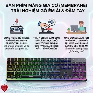 Bàn phím Bluetooth FreeWolf M104 LED RGB, pin 4.000mAh, gõ êm giảm ồn - 599.000