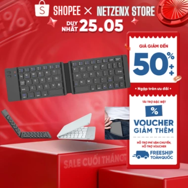 Bàn phím Bluetooth gấp gọn mini không dây, đa năng cho laptop tablet điện thoại