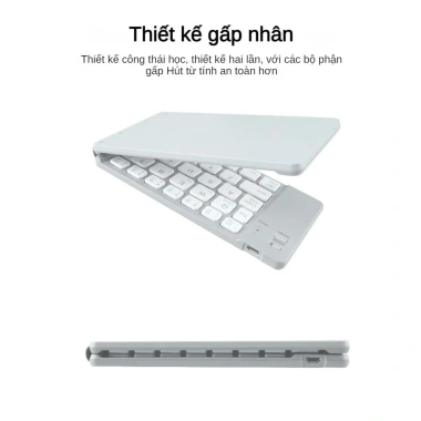 Bàn phím Bluetooth gấp gọn mini không dây, đa năng cho laptop tablet điện thoại