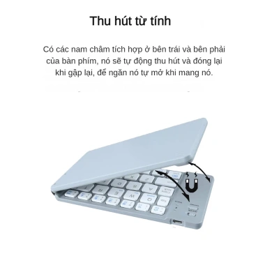 Bàn phím Bluetooth gấp gọn mini không dây, đa năng cho laptop tablet điện thoại