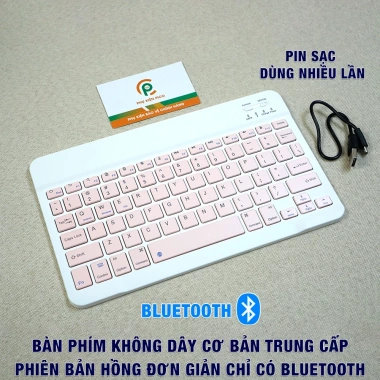 Bàn phím Bluetooth hồng nhẹ + chuột không dây di động cho iPad, Android, Laptop Samsung, Xiaomi - Giá 139.000 VND