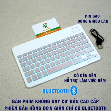 Bàn phím Bluetooth hồng nhẹ + chuột không dây di động cho iPad, Android, Laptop Samsung, Xiaomi - Giá 139.000 VND