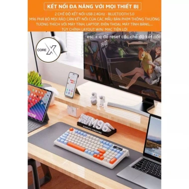 Bàn Phím Bluetooth IP98 LED RGB, núm tùy chỉnh, PBT cao cấp, chống thấm, gõ êm, BH12T - 519k