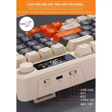Bàn Phím Bluetooth IP98 LED RGB, núm tùy chỉnh, PBT cao cấp, chống thấm, gõ êm, BH12T - 519k