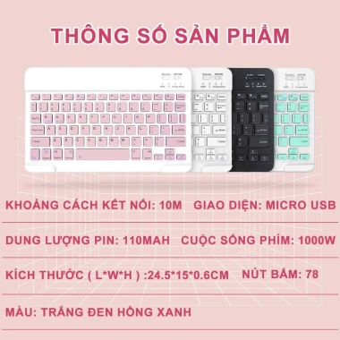 Bàn phím Bluetooth JBLue 10 inch + Chuột không dây iPad, điện thoại, laptop, 69k