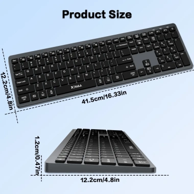 Bàn phím Bluetooth Jomaa RGB không dây, kích thước đầy đủ, sạc lại, đèn nền cho PC & Tablet - 694,100₫ 3