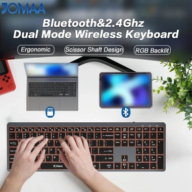 Bàn phím Bluetooth Jomaa RGB không dây, kích thước đầy đủ, sạc lại, đèn nền cho PC & Tablet - 694,100₫ 7