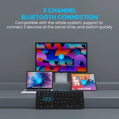 Bàn phím Bluetooth không dây 3 thiết bị - sạc lại cho điện thoại, máy tính bảng, Windows, 737k