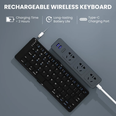 Bàn phím Bluetooth không dây 3 thiết bị - sạc lại cho điện thoại, máy tính bảng, Windows, 737k