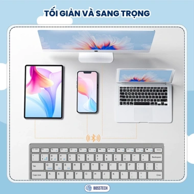 Bàn phím Bluetooth không dây BOSSTECH K580 – Kết nối 4 thiết bị, gõ êm, pin sạc, dùng cho iPhone, Tablet, Laptop, Mac 3 Bàn phím Bluetooth không dây BOSSTECH K580 – Kết nối 4 thiết bị, gõ êm, pin sạc, dùng cho iPhone, Tablet, Laptop, Mac 3