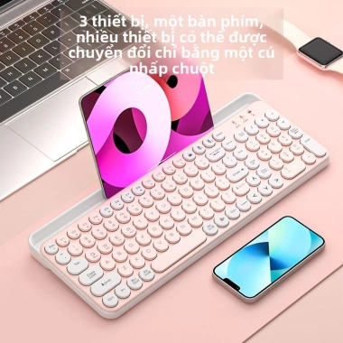 Bàn phím Bluetooth không dây cao cấp, 2 chế độ, phím tròn cho điện thoại và máy tính bảng - Giá ưu đãi 452.229₫