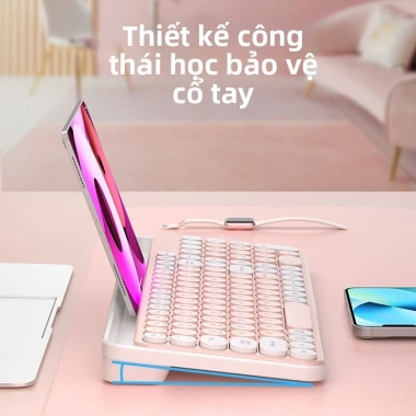 Bàn phím Bluetooth không dây cao cấp, 2 chế độ, phím tròn cho điện thoại và máy tính bảng - Giá ưu đãi 452.229₫