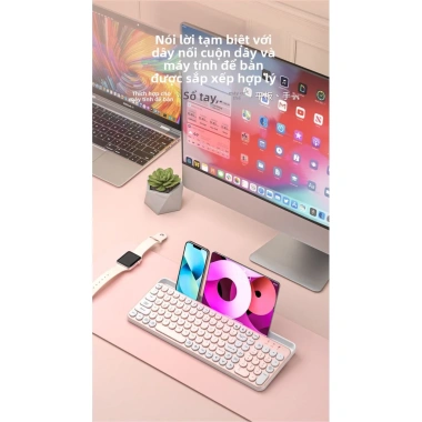 Bàn phím Bluetooth không dây cao cấp, 2 chế độ, phím tròn cho điện thoại và máy tính bảng - Giá ưu đãi 452.229₫