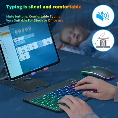 Bàn phím Bluetooth không dây LED nền, tương thích iPad Android - Giá chỉ 78.900 VND 2
