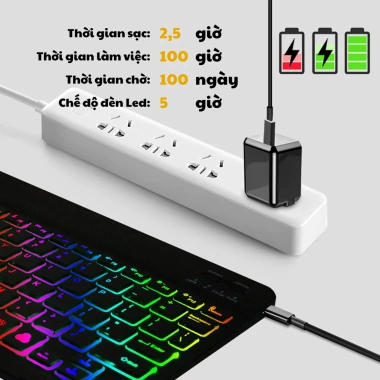 Bàn phím Bluetooth không dây LED RGB - Nhỏ gọn, tương thích điện thoại, iPad, laptop, PC, giảm còn 145k 2