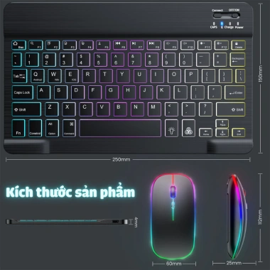 Bàn phím Bluetooth không dây LED RGB - Nhỏ gọn, tương thích điện thoại, iPad, laptop, PC, giảm còn 145k 3