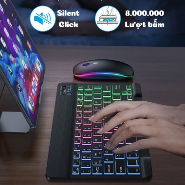Bàn phím Bluetooth không dây LED RGB - Nhỏ gọn, tương thích điện thoại, iPad, laptop, PC, giảm còn 145k 6