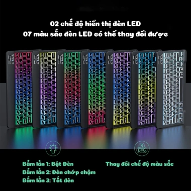 Bàn phím Bluetooth không dây LED RGB - Nhỏ gọn, tương thích điện thoại, iPad, laptop, PC, giảm còn 145k 7