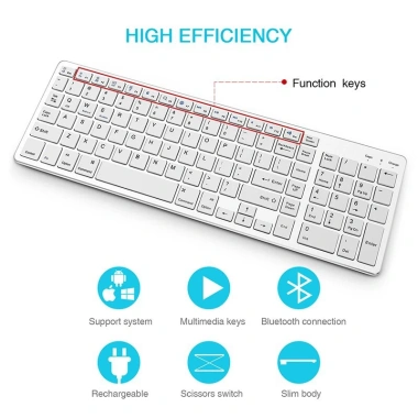 Bàn Phím Bluetooth Không Dây Sạc Lại, Đầy Đủ Cho Laptop, PC và Máy Tính Bảng - Giá 517k