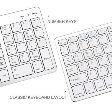 Bàn Phím Bluetooth Không Dây Sạc Lại, Đầy Đủ Cho Laptop, PC và Máy Tính Bảng - Giá 517k