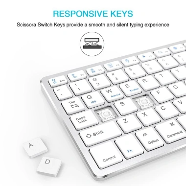 Bàn Phím Bluetooth Không Dây Sạc Lại, Đầy Đủ Cho Laptop, PC và Máy Tính Bảng - Giá 517k