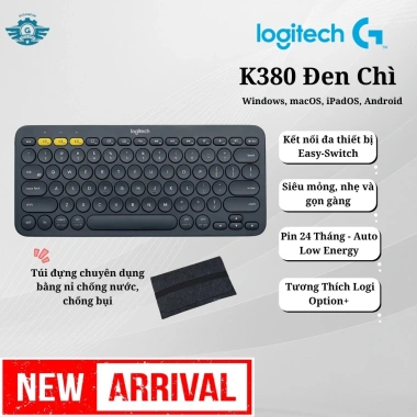 Bàn phím Bluetooth Logitech K380 Silent - Mỏng nhẹ, tương thích iPad, Laptop, MacBook - Giá 584.250 VND 10 Bàn phím Bluetooth Logitech K380 Silent - Mỏng nhẹ, tương thích iPad, Laptop, MacBook - Giá 584.250 VND 10