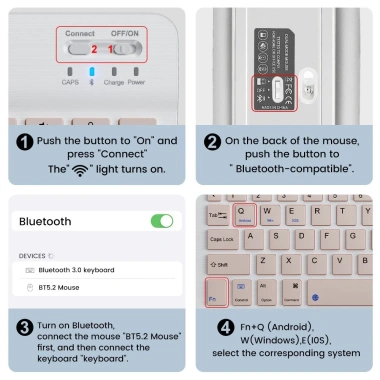 Bàn phím Bluetooth Mini 5.0 + Chuột không dây – Bộ cho iPhone, iPad, Laptop, 79.000₫ 9