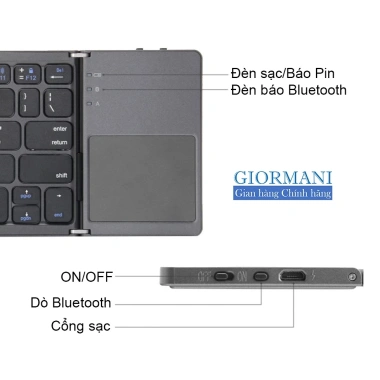 Bàn Phím Bluetooth Mini Gấp Gọn + Bàn Di Chuột AB33 GIORMANI - Giá 480.000